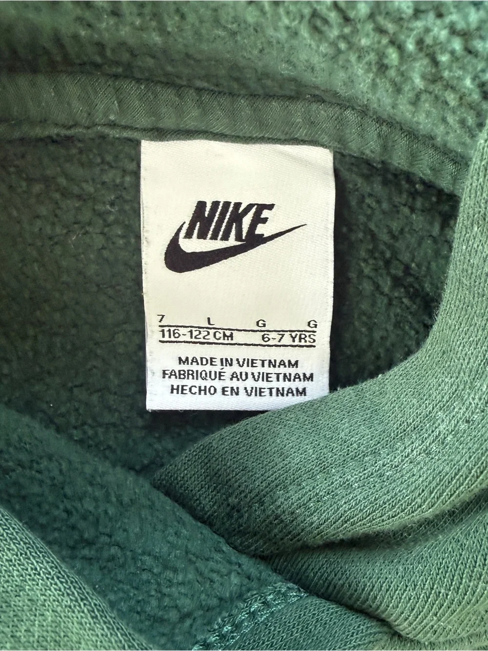 Nike Kids Green Hoodie - size 7